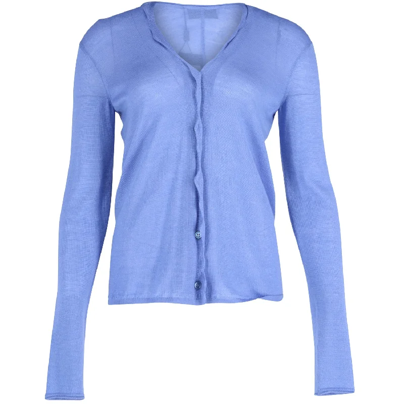 Limited Styles Saint Laurent Scalloped Edge Cardigan in Blue Cashmere