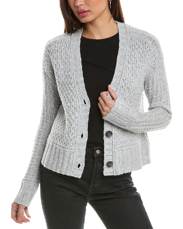 Luxury Comfort Hannah Rose Honeycomb Knit Wool & Cashmere-Blend Cardigan