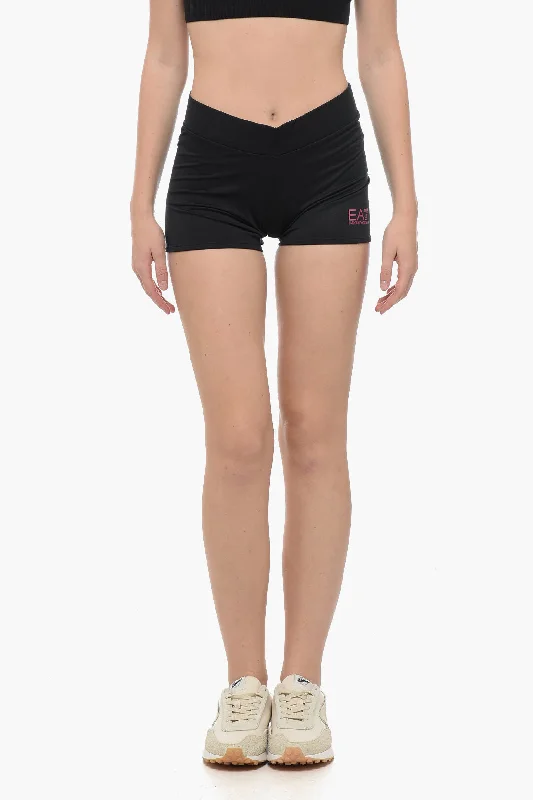 Charming Silhouette Armani EA7 Tech Fabric Shorts with Printed Logo