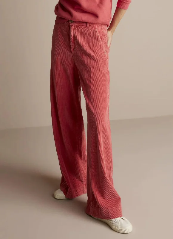 Premium Fashion Flared Corduroy Pant In Coral