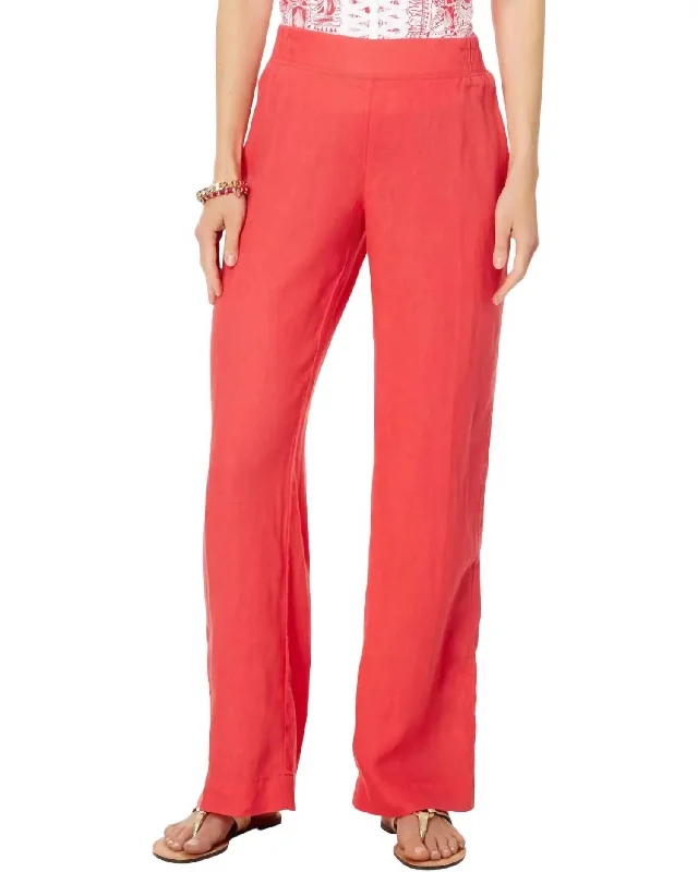 Fashion Sale Deri Linen Palazzo Pant In Mizner Red