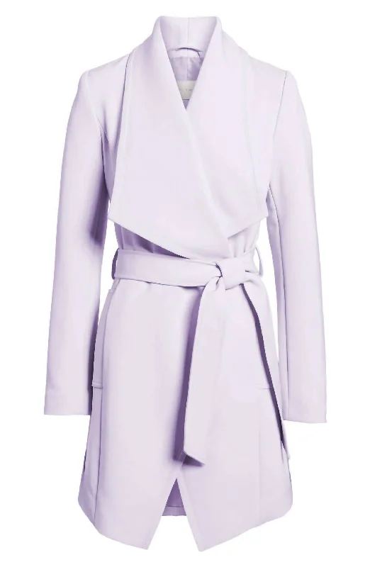 Season Sale Abbey Gabardine Belted Trench Rain Wrap Coat Jacket In Purple