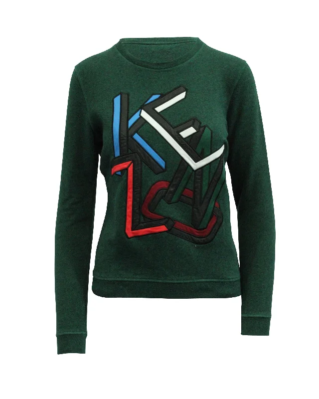 Fashion Sale Kenzo Embroidered Logo Sweatshirt in Green Cotton