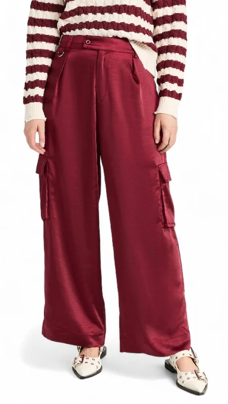 Festival Fashion Lou Silky Cargo Pant In Lambrusco