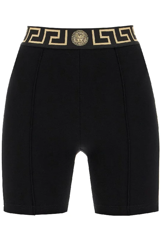 Casual Weekend Relaxed Style Versace Women's "Sporty Shorts With Greek Band