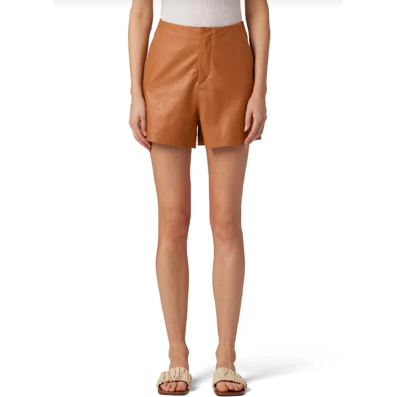 Exclusive Discount Weightless Vegan Leather Shorts In Almond