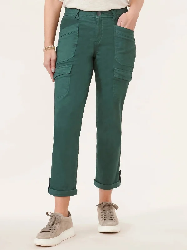 Eco Friendly Fashion Sale High Rise Roll Cuff Cargo Utility Pants In Dusty Spruce