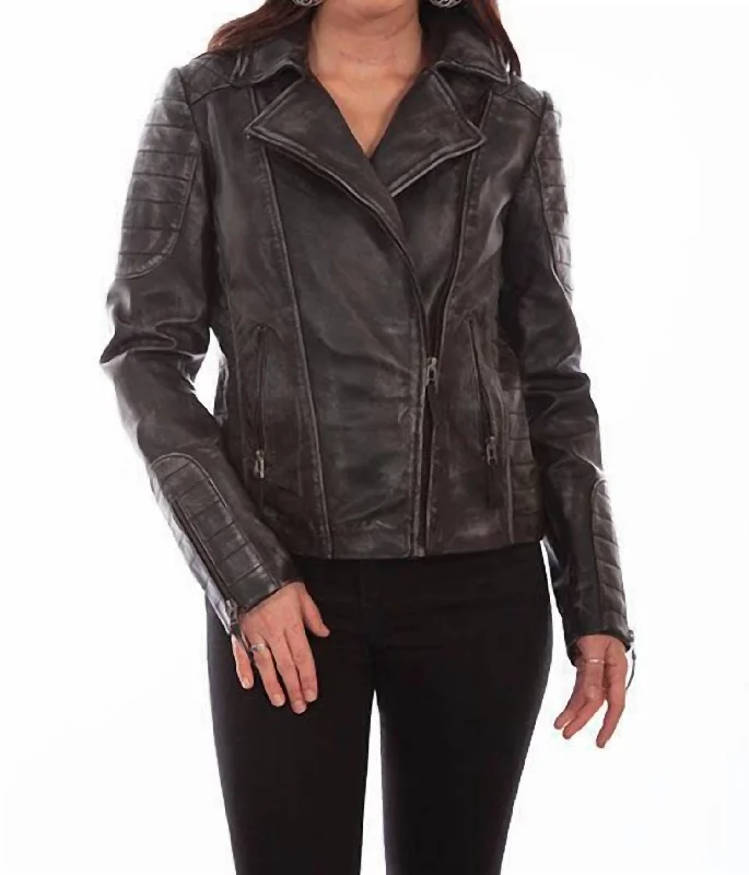 Wardrobe Refresh Washed Lamb Motorcycle Jacket In Black