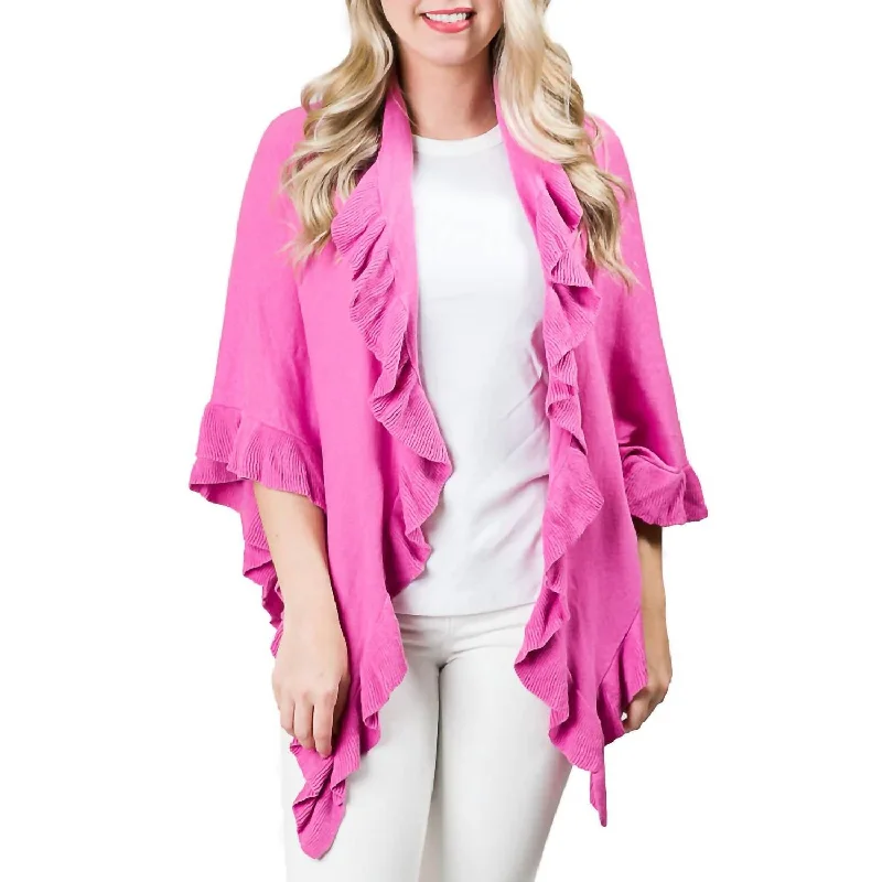 Exclusive Discounts Ava Ruffle Wrap Poncho In Magenta