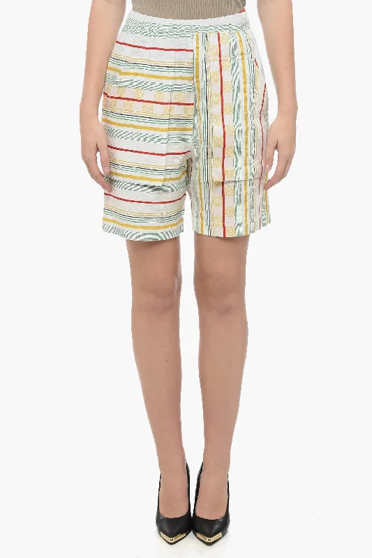 Contemporary Elegance Loewe Cotton Blend Shorts with Striped Motif