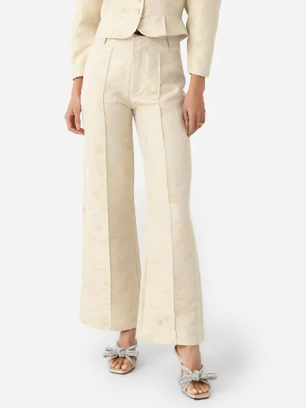 Valentine's Special Yoshitomo Smart Jacquard Pant In Ecru/gold