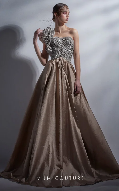 Get The Latest Trends MNM Couture G1260 Formal Long Metallic Ball Gown Prom Dress