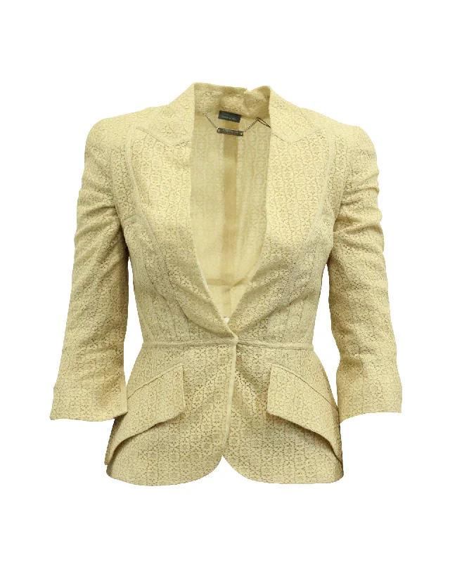 Popular Collection Alexander McQueen Lace Blazer Jacket in Cream Cotton