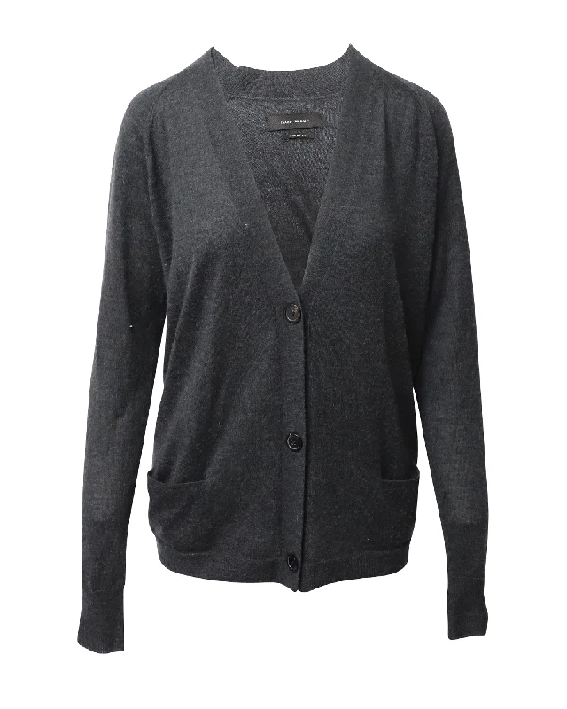 Parisian Effortless Chic Style Isabel Marant Cardigan in Dark Grey Cashmere