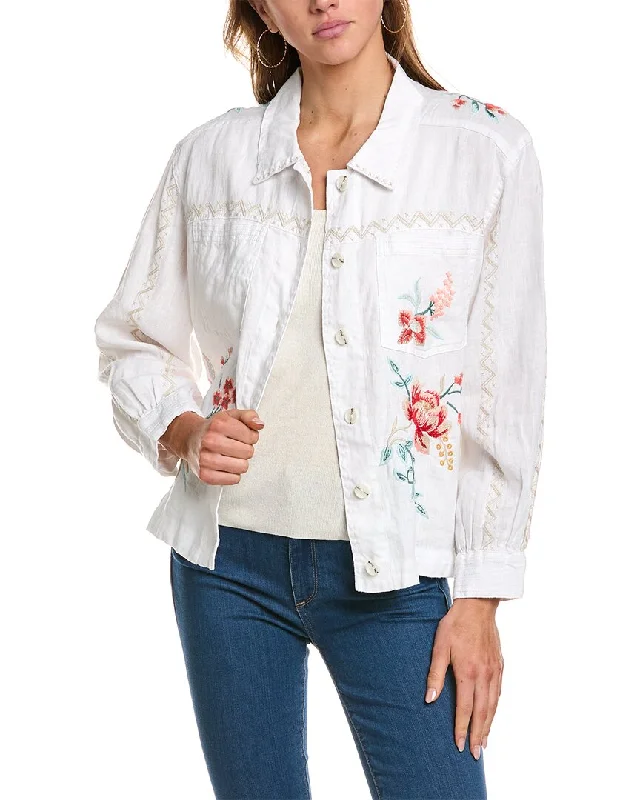 Sophisticated Style Johnny Was Petite Relaxed Linen Jacket