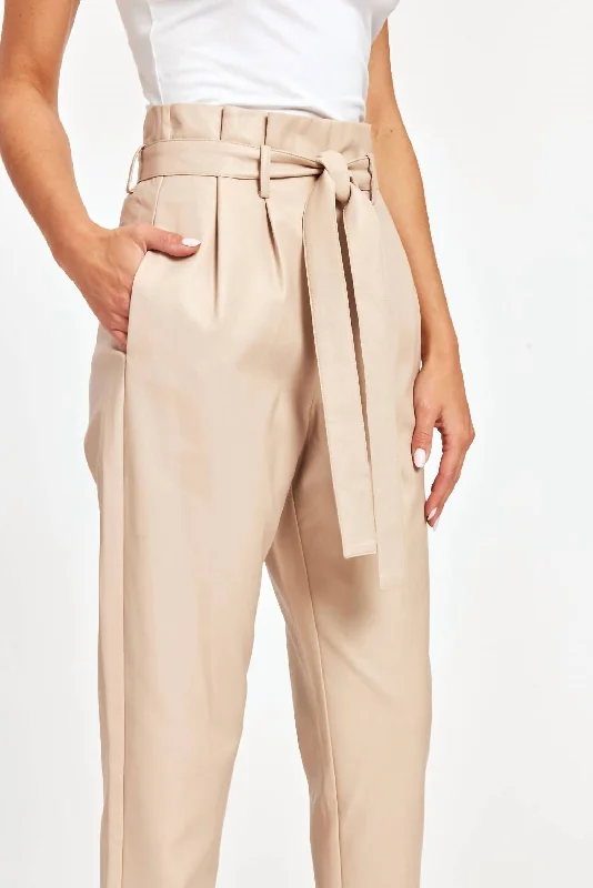 Quality Driven Apparel Uptown Paper Bag Pants In Oyster