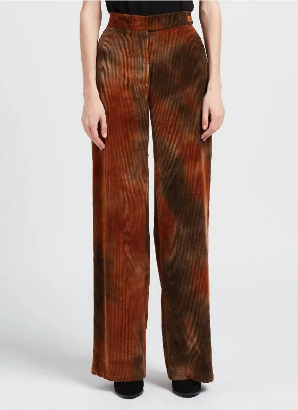 Sustainable Fashion Extravaganza Ismael Pant In Tie Dye Corduroy In Multicolor Burnt