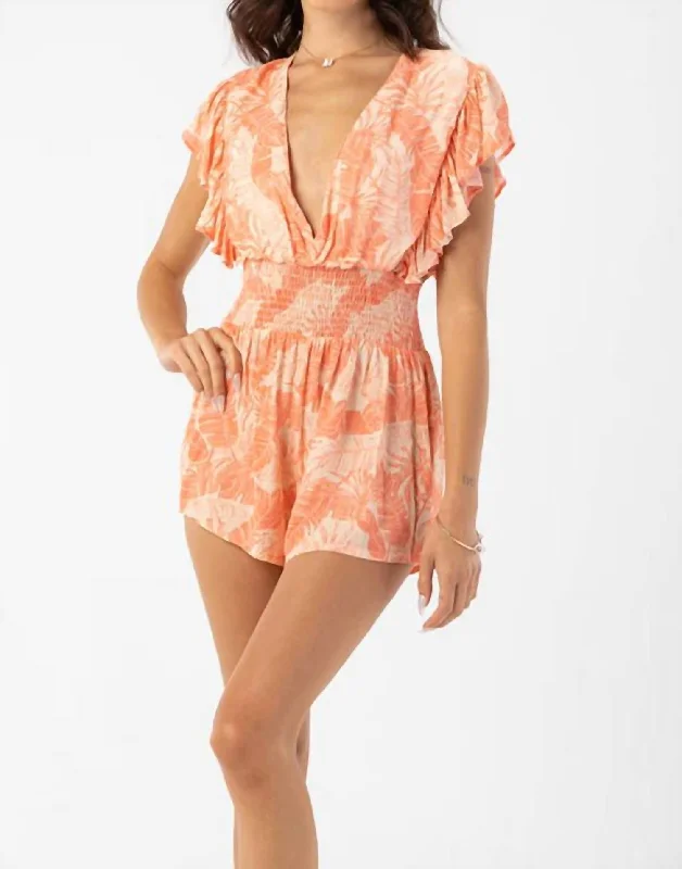 Buy More, Save More Dahlia Romper In Banana Leaves Coral