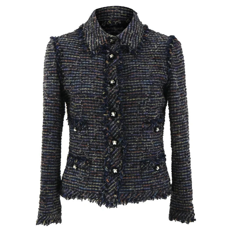 Save Big Chanel Star Buttoned Jacket in Multicolor Tweed