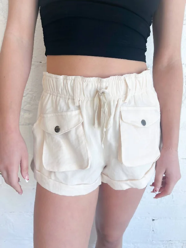 Preppy Style Out About Town Drawstring Shorts In White