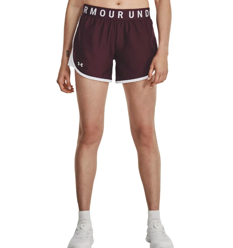 Luxury Comfort Women's Play Up 5" Shorts In Dark Maroon/white