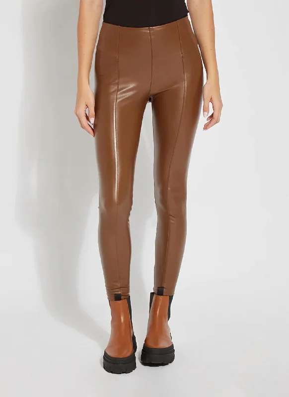 Trendy Street Style Faux Leather Leggings In Bronze