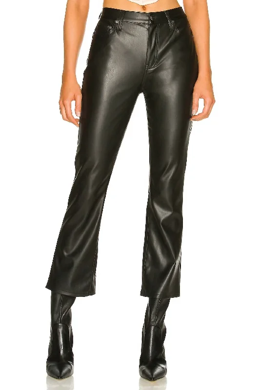 High End Fashion Lennon Faux Leather Cropped Bootcut Pants In Slate Black