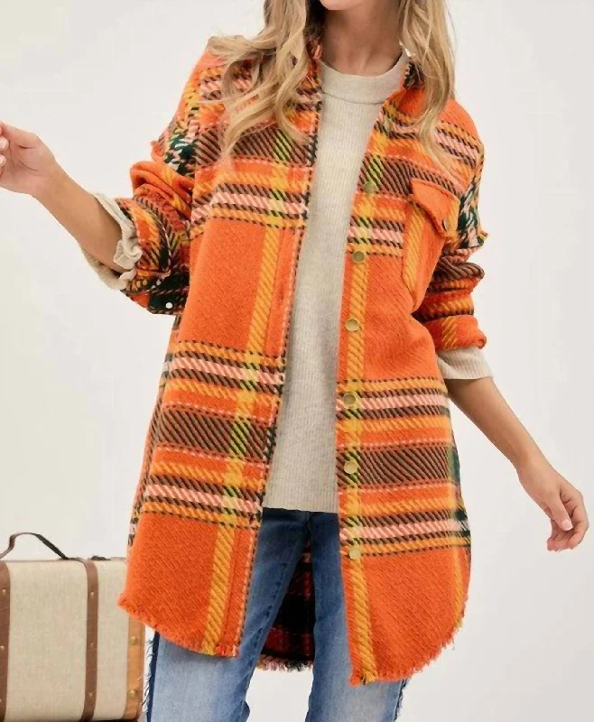 Massive Selection Sale Curvy Girl Multi Plaid Jacket In Orange