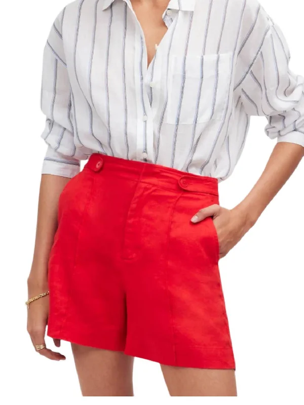 Ethnic Cultural Event Wear Clean Button-Tab Shorts In Red