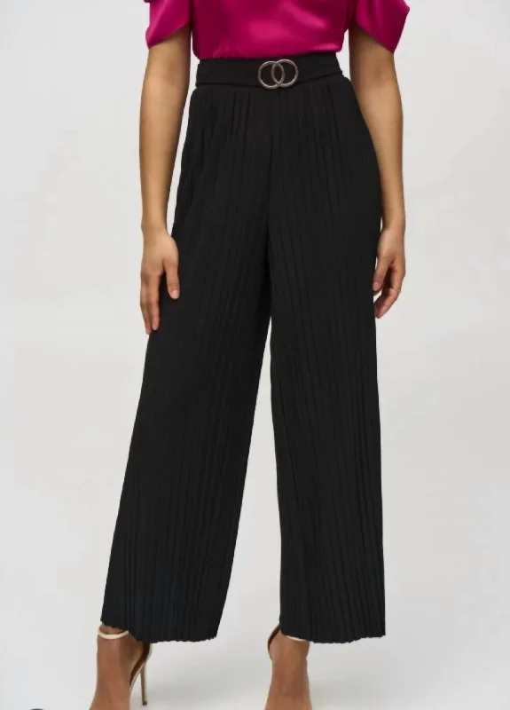 Bold Patterns Belted Wide Leg Pants In Black