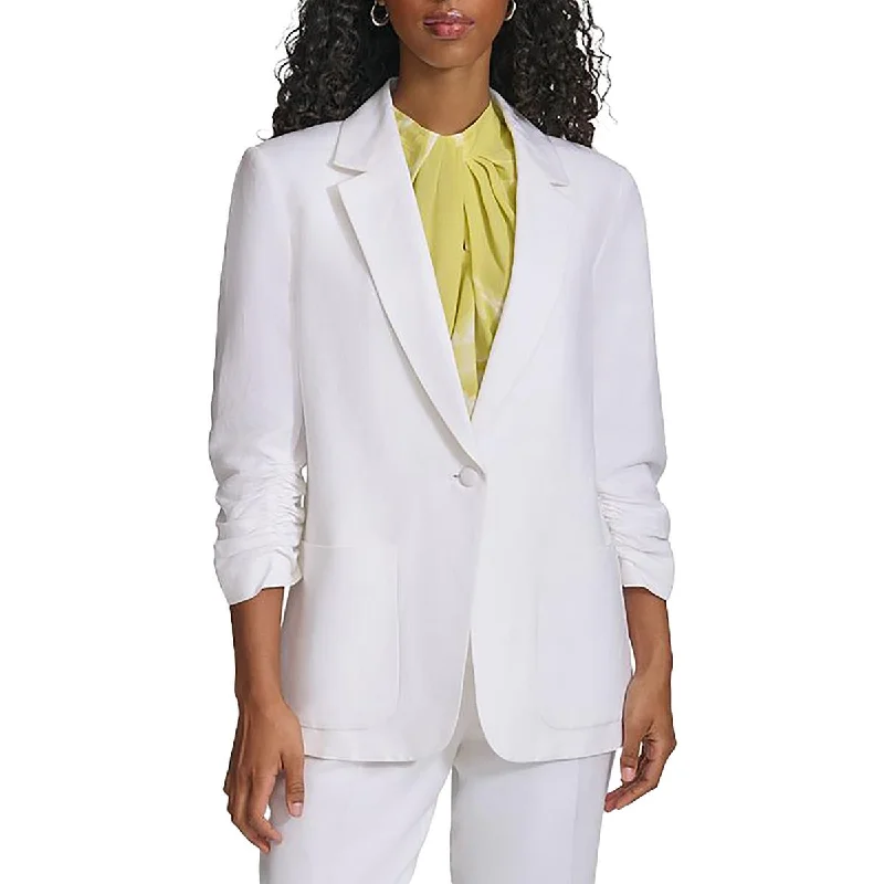 Graceful Drape Womens Collared Office Wear One-Button Blazer