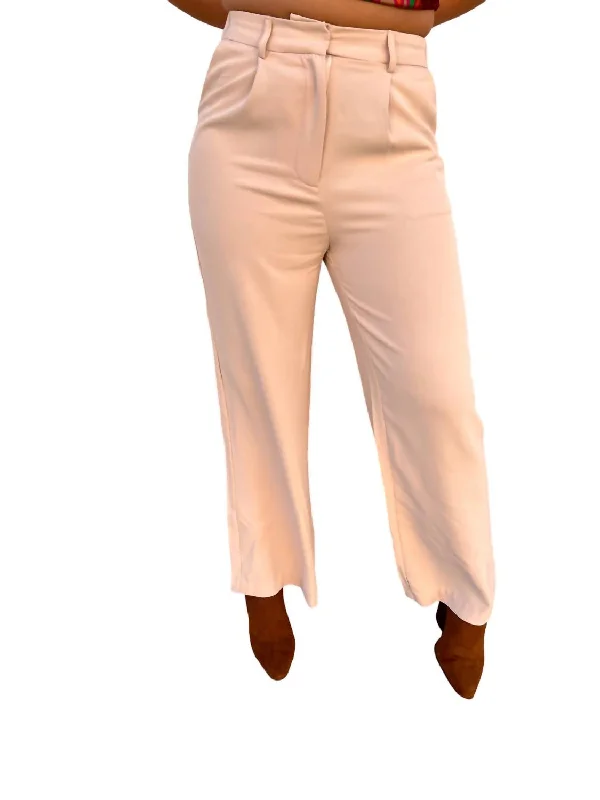 Fashion Deal Raella Solid Point Wide Pants In Beige