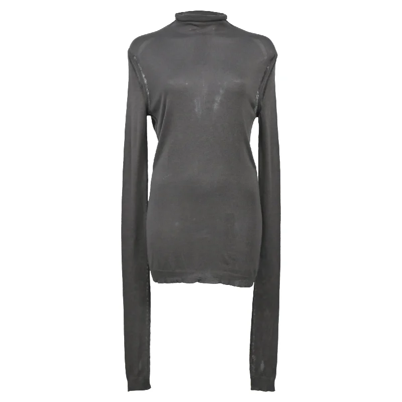 Huge Markdowns Ann Demeulemeester Oversized Sleeve Turtleneck Top in Grey Rayon