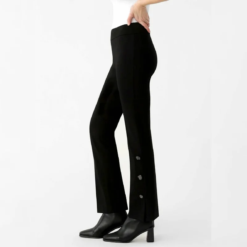 Hot Sale Hollywood Mini-Flare Pant W/button Detail In Black