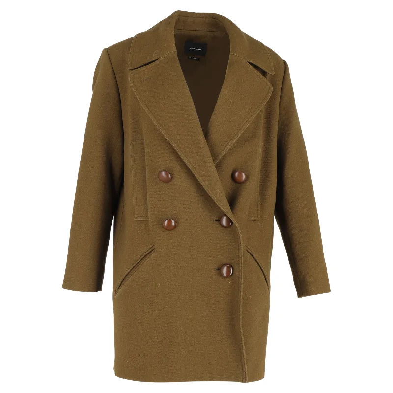 Latest Fashion Isabel Marant Ziggy Double Breasted Coat in Olive Green Wool