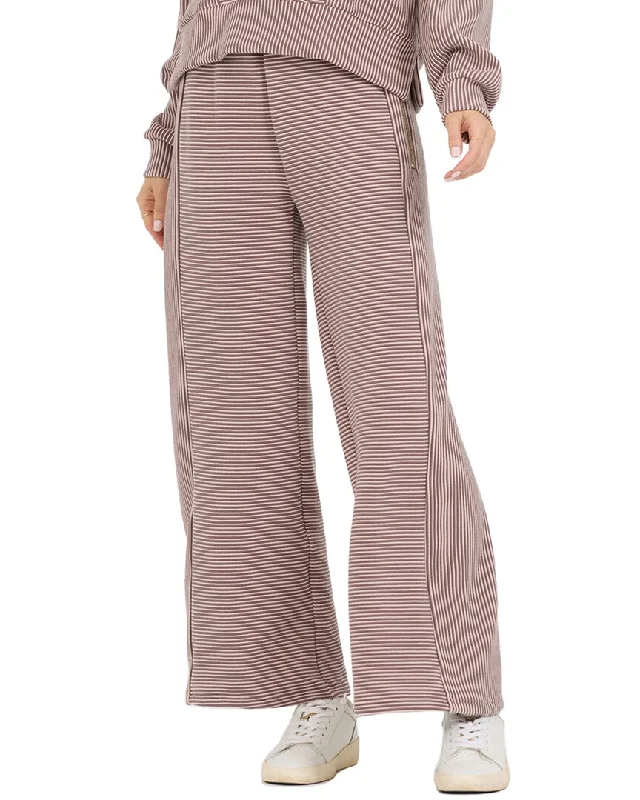 Feminine Elegance Vintage Havana Stripe Cord Fleece Pant