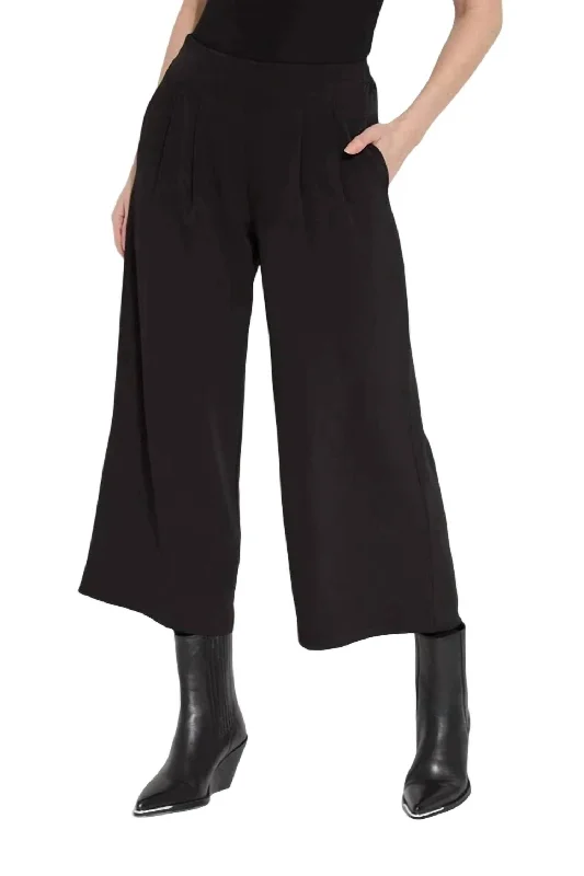 Luxe Layering Giselle Pleated Culotte Pant In Black