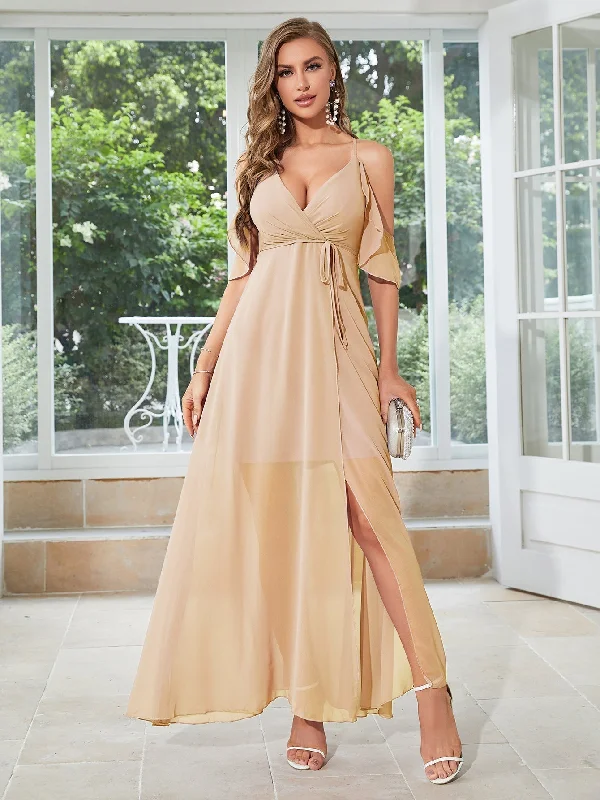 Trendy And Individual Women's Fashion TastyHottie - V-neck A-Line Slit Bridesmaid Dress