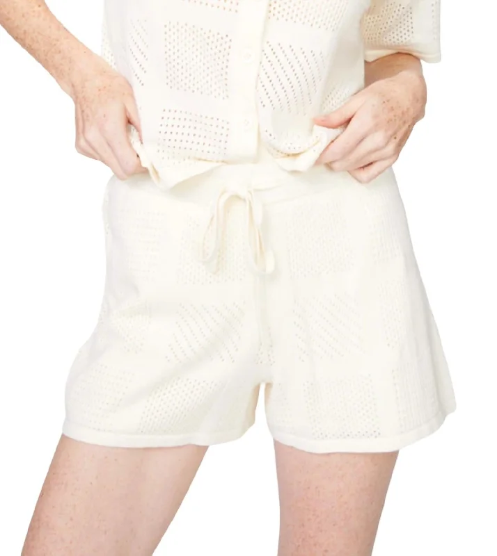 Lightweight Fabric Crochet Knit Easy Short In Off White