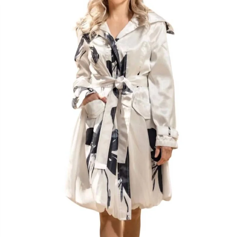 Season Transition Versatile Wear Clearance Bubble Trench Coat In Black/white