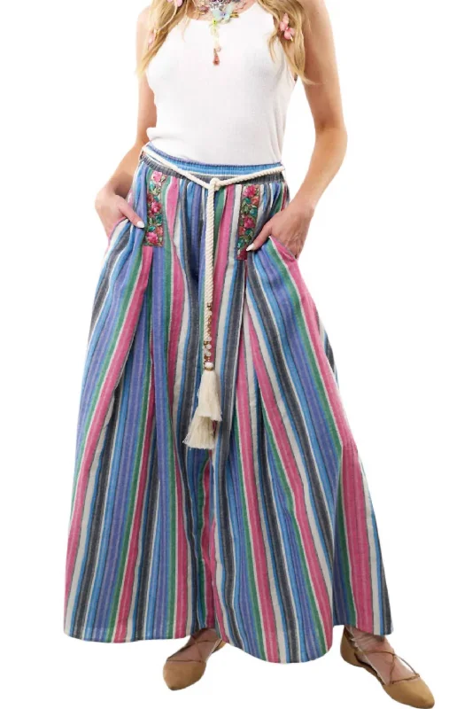 Trendy Women's Wear Miss June Pants In Blue/white Stripes