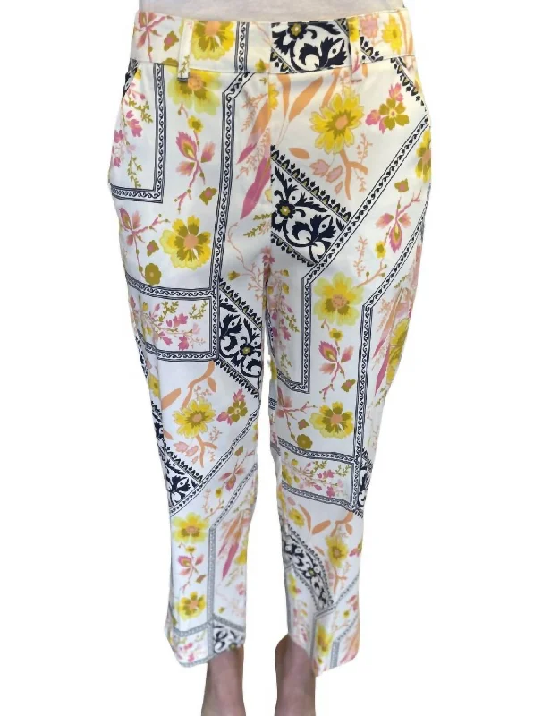 Seasonal Fashion Clara Stretch Sateen Pants In Multi Color