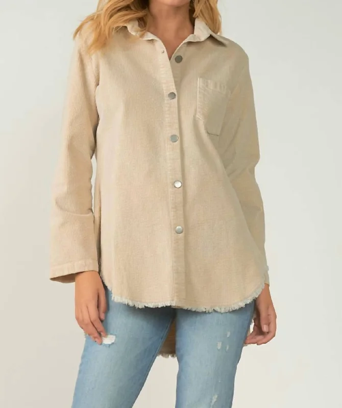 Shop Sale Items Pincord Fringe Jacket In Beige