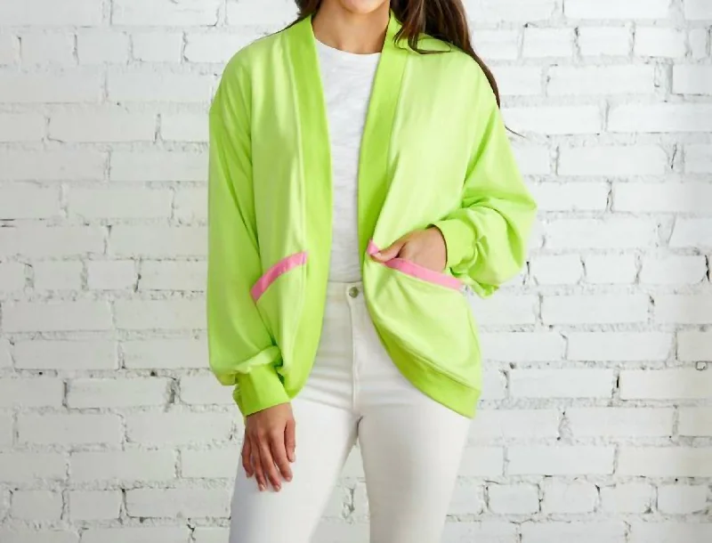 Seize Bargains Coastal Cardigan In Neon