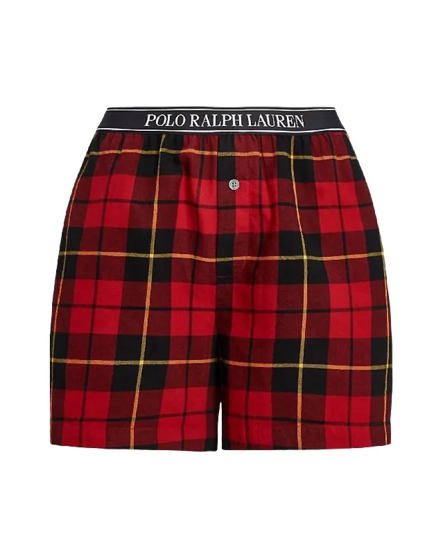 Stylish Statements Women's Flannel Boxer Short In Wallace Plaid