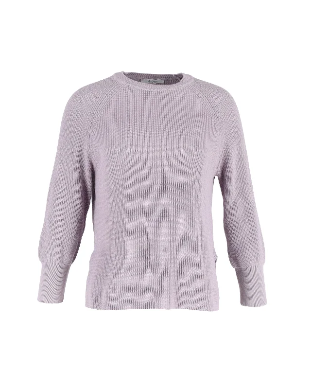 Elegant Fashion Max Mara Ribbed Crewneck Sweater in Lavender Cotton