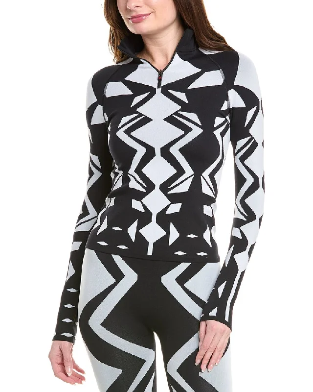 Everyday Glamour Perfect Moment Geo Print 1/4-Zip Base Layer