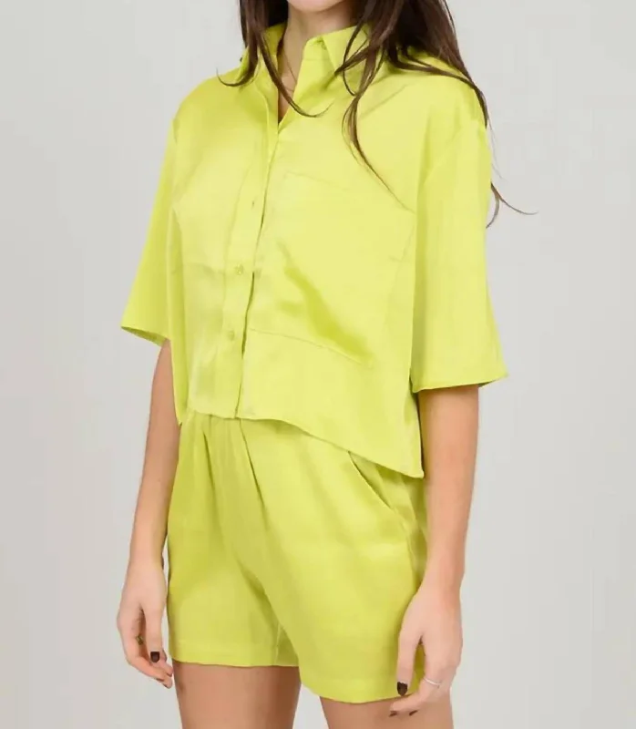 Brand Name Clothing Discount Extravaganza Satin Short In Sunnny Lime