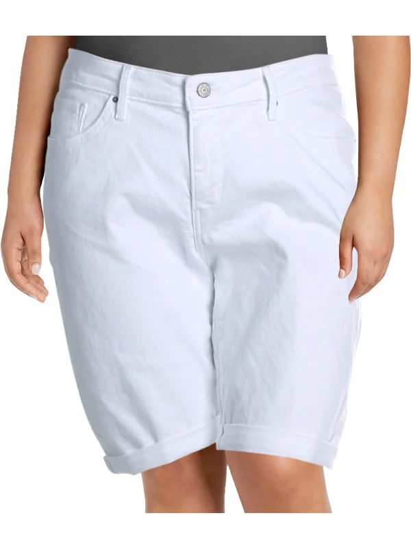 Shop Sales Plus Womens Embroidered Mid Rise Bermuda Shorts