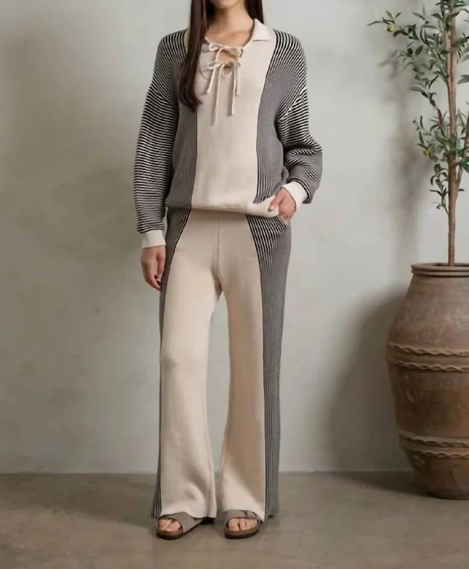 Sophisticated Outfits Elodie Knit Wide Leg Pants In Oatmeal